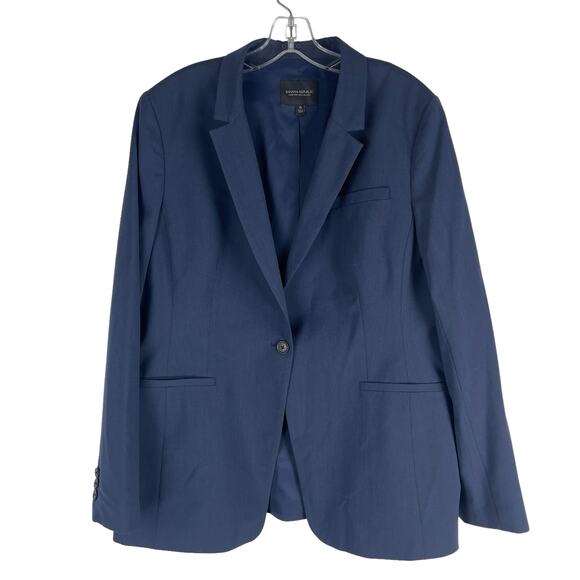 Banana Republic Long and Lean Washable Wool Blend Blazer Navy Blue Size 18 - Picture 4 of 9